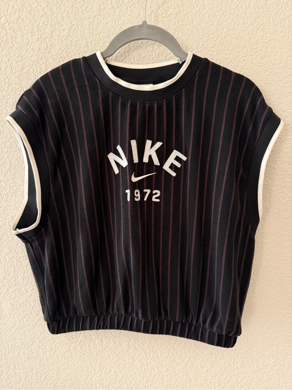 Nike Black Muscle Tee with Thin brown Pinstripes and White Trim
